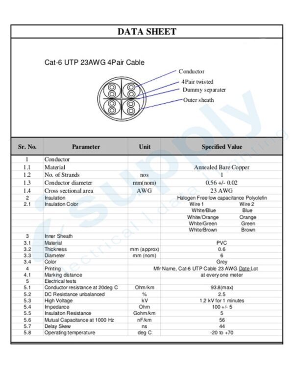 BLUE CAT6 305 Mts 4 Pair 23AWG PVC Solid Ethernet Cable - Image 2