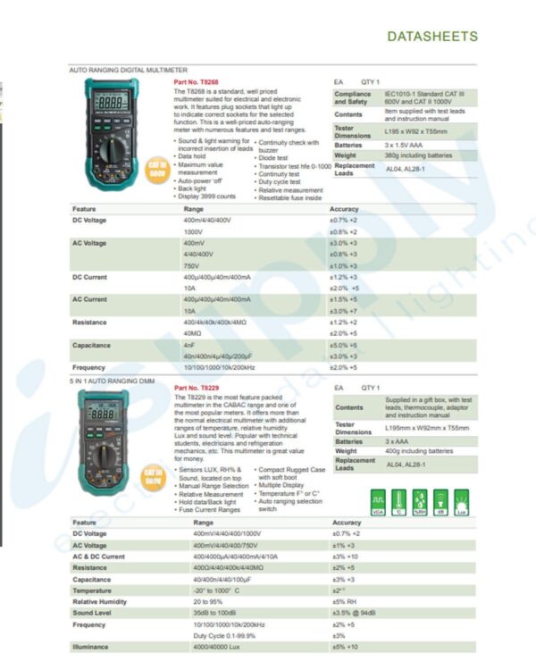 CABAC 5 IN 1 AUTO RANGE DIGITAL MULTIMETER T8229 - Image 2