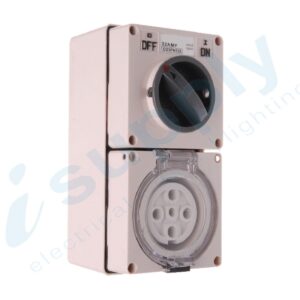 PULSET Three Phase 5 Round Pin Combo Switch & Socket 32A IP/CO3PH532