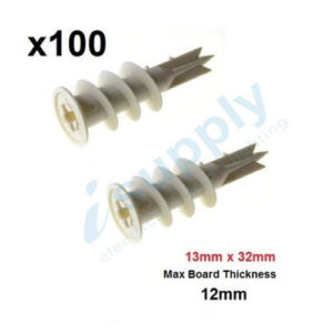 100 x Wall Mate NYLON Plug Plaster Gyprock Fixings MATE FIXING PLASTERBOARD