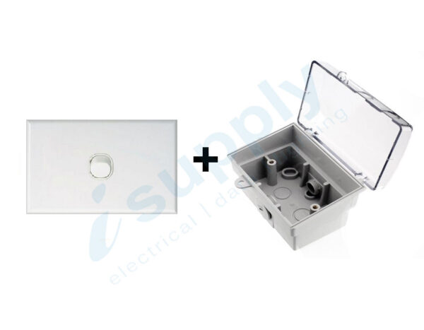 DEXTON One Light Switch 1 Gang + Weatherproof Box Lock Clear Lid