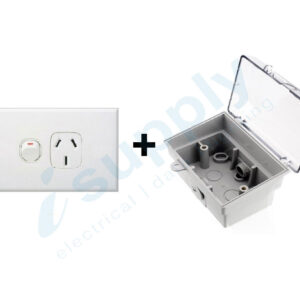 DEXTON Single Power Point  + Weatherproof Box Lock Clear Lid