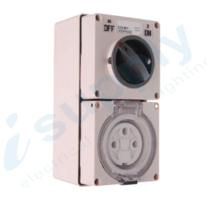 PULSET Single Phase 3 Round Pin Combo Switch & Socket 32A IP/CO3PH332R