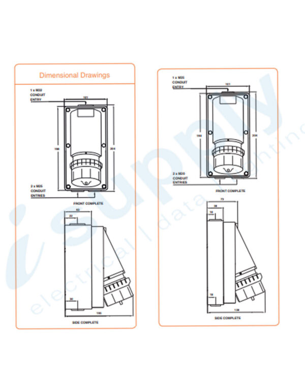 PULSET Three Phase 5 Pin 20Amp Appliance Inlet IP66 IP/AI520 - Image 3